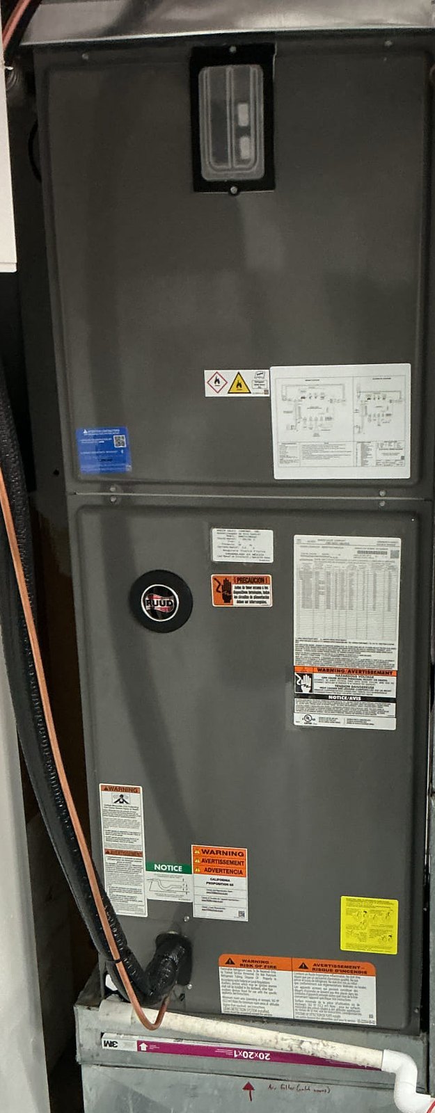 A Ruud air handler installed by Extreme Heating, Air, Plumbing