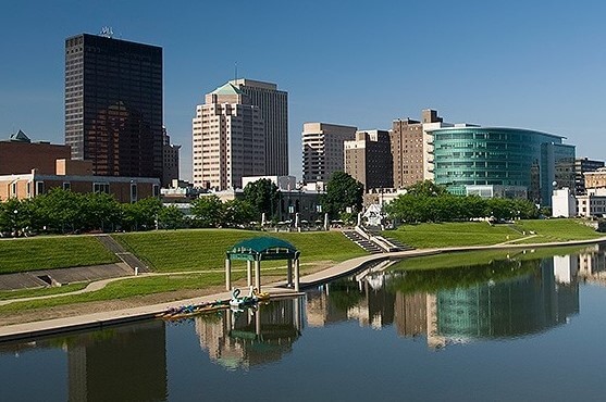 Dayton Skyline by the water